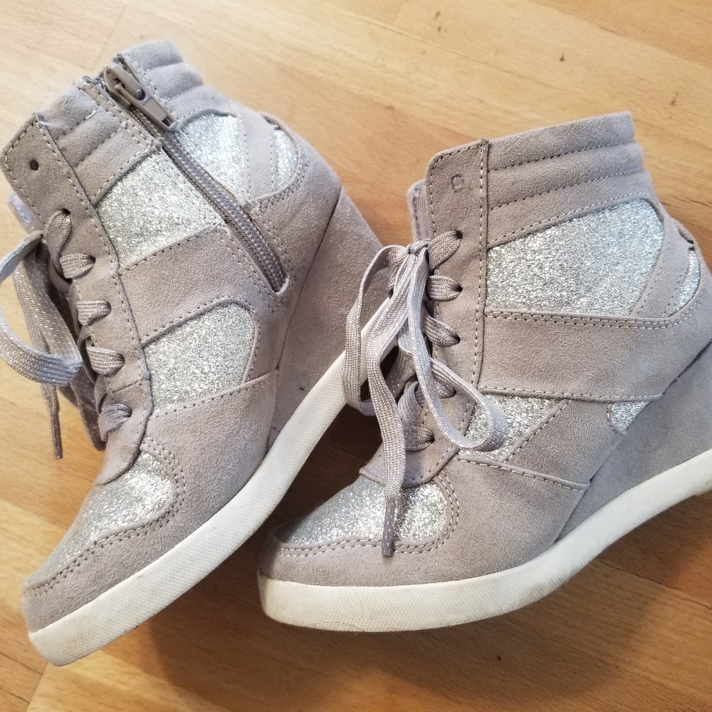 Girls Wedge High Top Sneakers